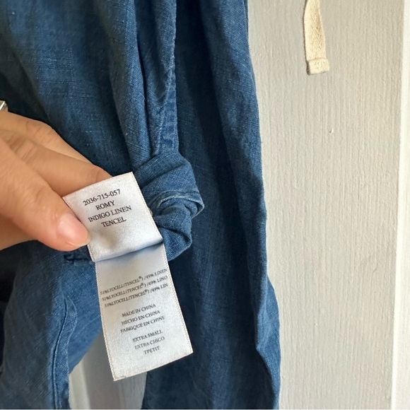 Rails Chambray Blue Button Down Open Shoulder Ribbon Boho Minimalist Size XS - Picture 10 of 10